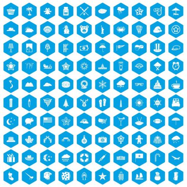 100 yıldız simgeleri mavi ayarla