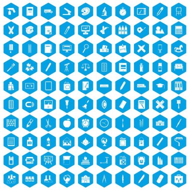 100 ileti örneği simgeleri mavi ayarla