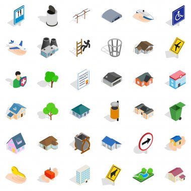 Kamu parki Icons set, izometrik stili