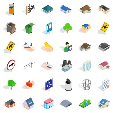Küçük park Icons set, izometrik stili