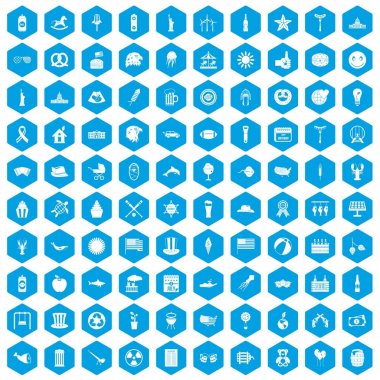 100 yaz tatil simgeleri mavi ayarla