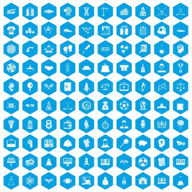 100 başarı simgeleri mavi ayarla