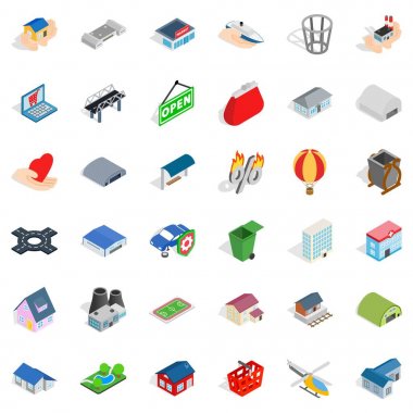 Şehir Icons set, izometrik tarzı
