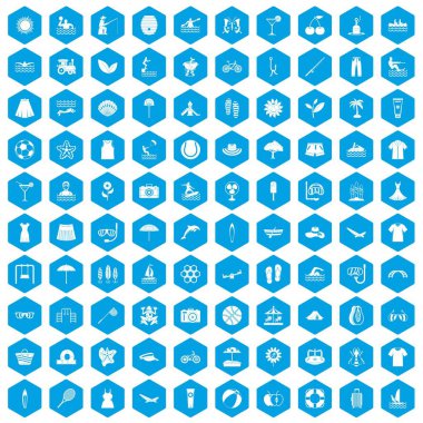 100 yaz simgeleri mavi ayarla