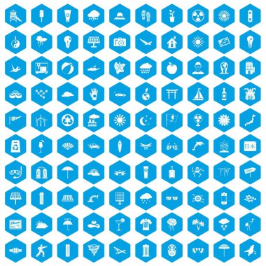 100 güneş simgeleri mavi ayarla