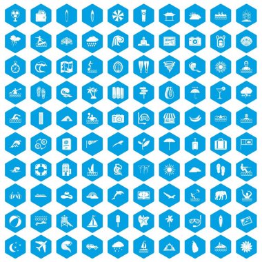 100 sörf simgeleri mavi ayarla