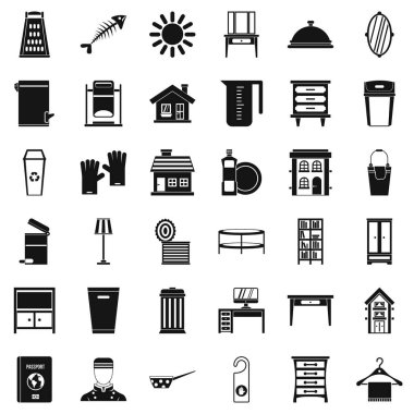 Temizlik iş Icons set, basit tarzı