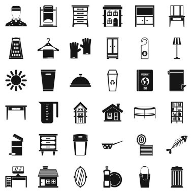 Temizlik hizmeti Icons set, basit tarzı