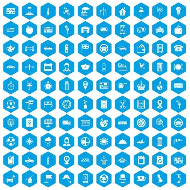 100 taksi simgeleri mavi ayarla