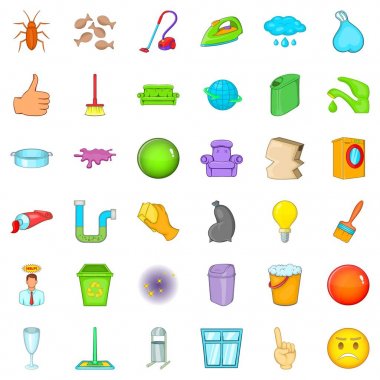 Büyük temizlik simge seti, karikatür tarzı