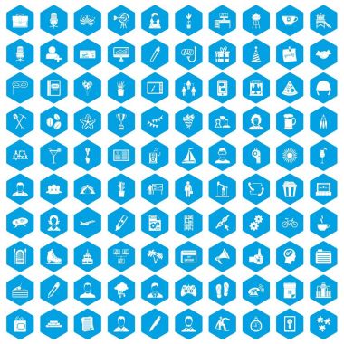 100 takım bina simgeleri mavi ayarla