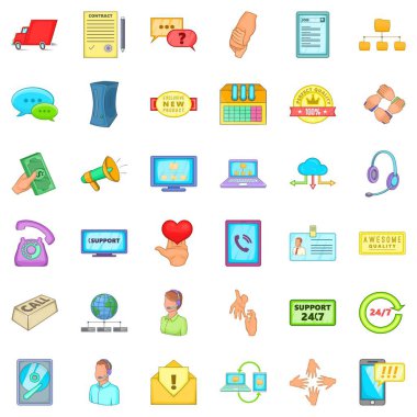 Destek Icons set, karikatür tarzı