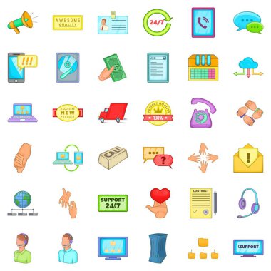 Bütün gün destek Icons set, karikatür tarzı