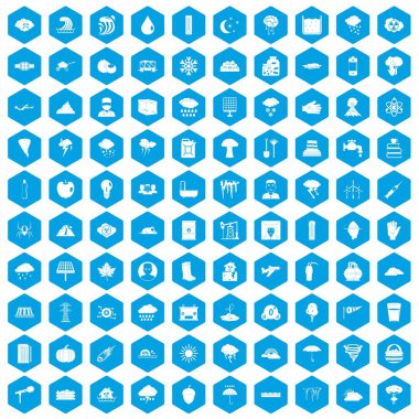 100 fırtına simgeleri mavi ayarla