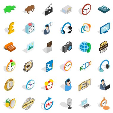 Office saat simgeler ayarı, izometrik stili