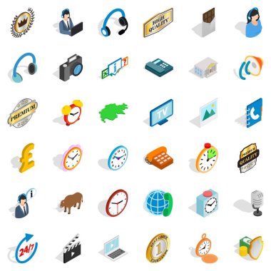 Office Icons set, izometrik stili