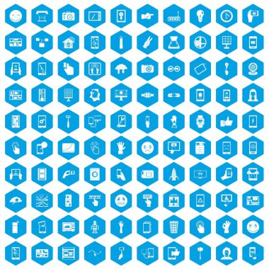 100 dokunmatik ekran simgeleri mavi ayarla