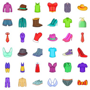 Aksesuar simge seti, karikatür tarzı