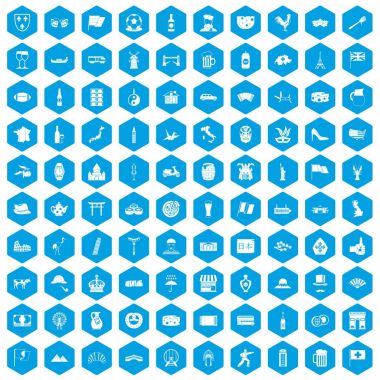 100 turistik cazibe merkezlerine simgeleri mavi ayarla