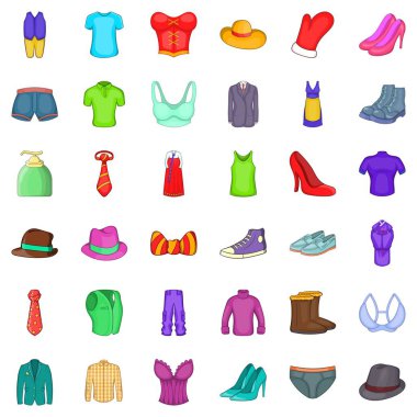 Giyim Aksesuarları simgeler ayarla, tarzı çizgi film