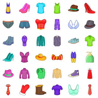 Farklı aksesuarlar Icons set, karikatür tarzı