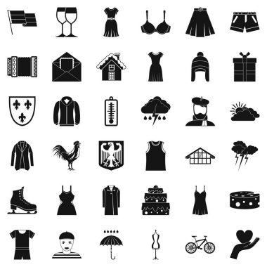 Farklı giyim Icons set, basit tarzı