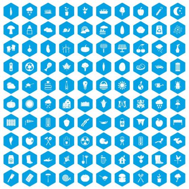 100 sebze simgeleri mavi ayarla