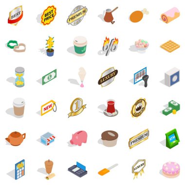 Sıcak kahve Icons set, izometrik stili