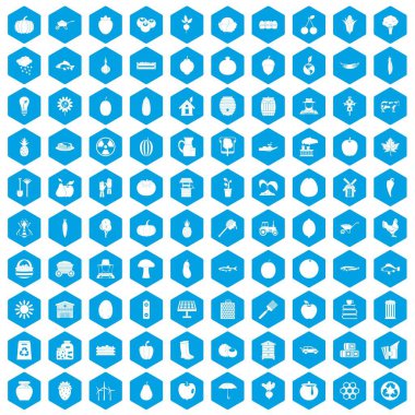 100 vitamin simgeleri mavi ayarla