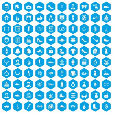 100 vogue simgeleri mavi ayarla