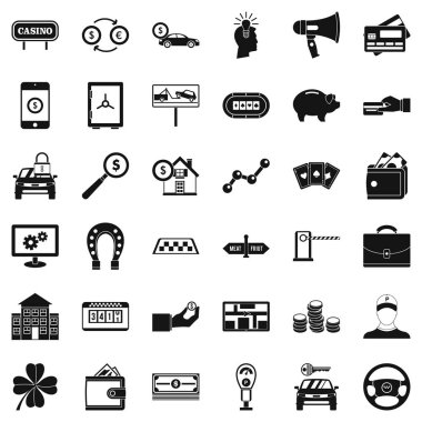 Madeni para Icons set, basit tarzı