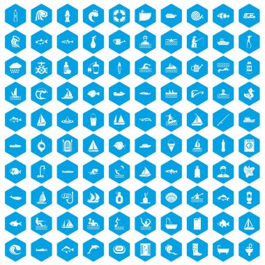 100 su simgeleri mavi ayarla