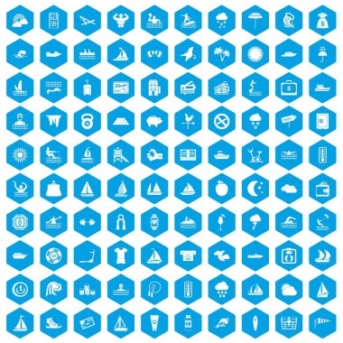 100 su spor simgeleri mavi ayarla