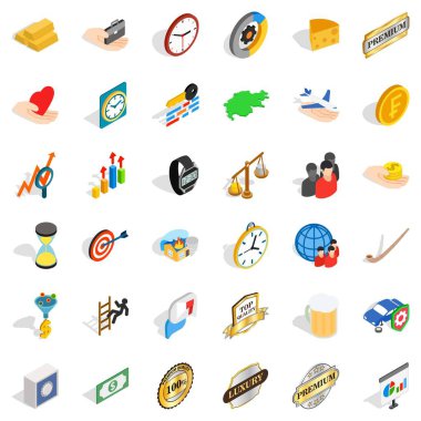 Para Icons set, izometrik stili