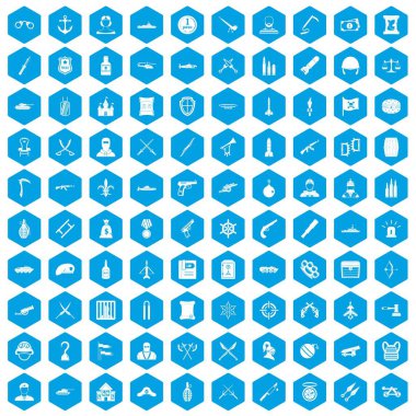 100 silah simgeleri mavi ayarla