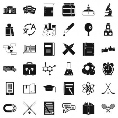 Üniversite Icons set, basit tarzı