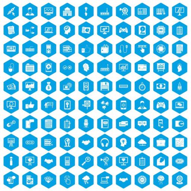 100 web geliştirme simgeleri mavi ayarla