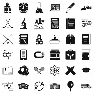 Mezuniyet Icons set, basit tarzı