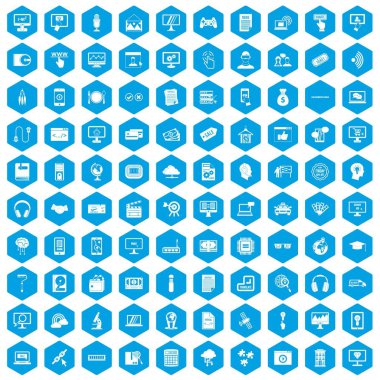 100 Web sitesi simgeleri mavi ayarla