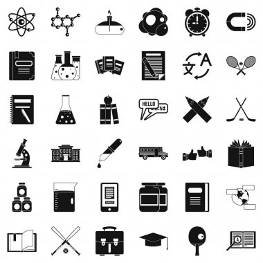 Üniversite öğrenci Icons set, basit tarzı