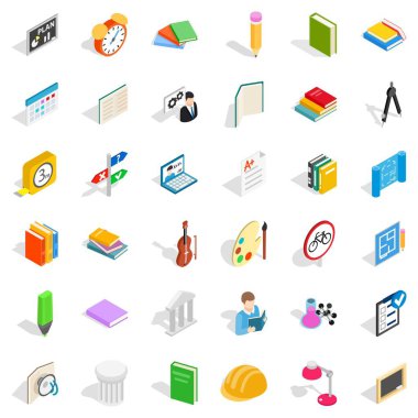 Üniversite Icons set, izometrik stili