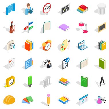 Üniversite Icons set, izometrik stil derste