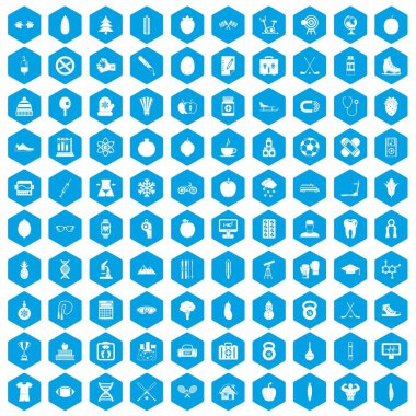 100 iyi kişi simgeleri mavi ayarla