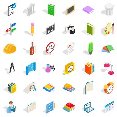 Üniversite öğrenci Icons set, izometrik stili