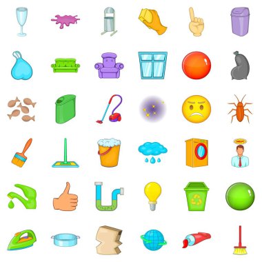 Temizlik simge seti, karikatür tarzı