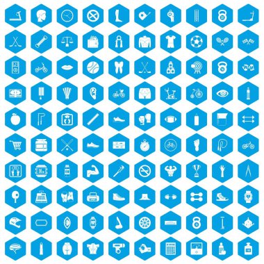 100 kettlebell simgeleri mavi ayarla