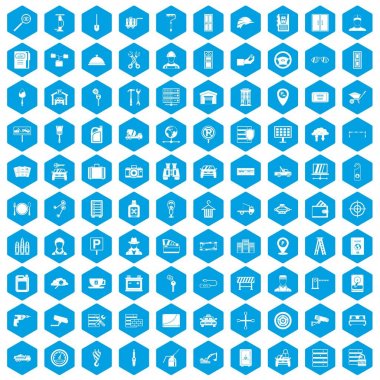 100 anahtar taşı simgeleri mavi ayarla