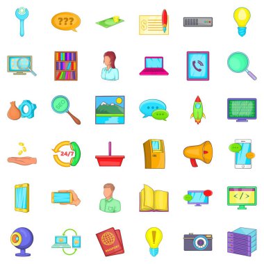 Destek hizmeti Icons set, karikatür tarzı