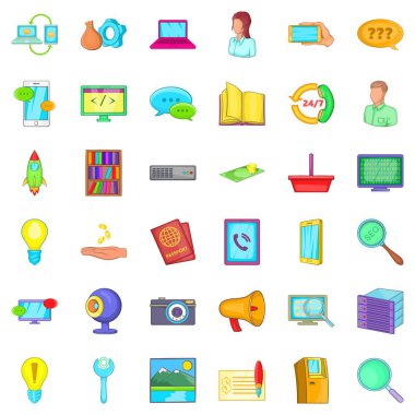 Bilgisayar Servisi Icons set, karikatür tarzı