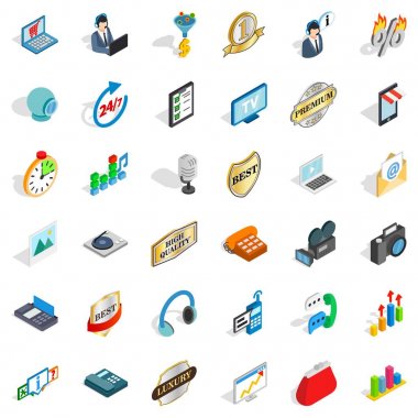 Servis işleç simge seti, izometrik stil